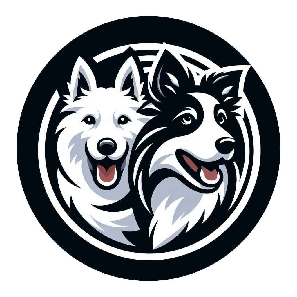 Logo avec un border collie et un berger blanc suisse